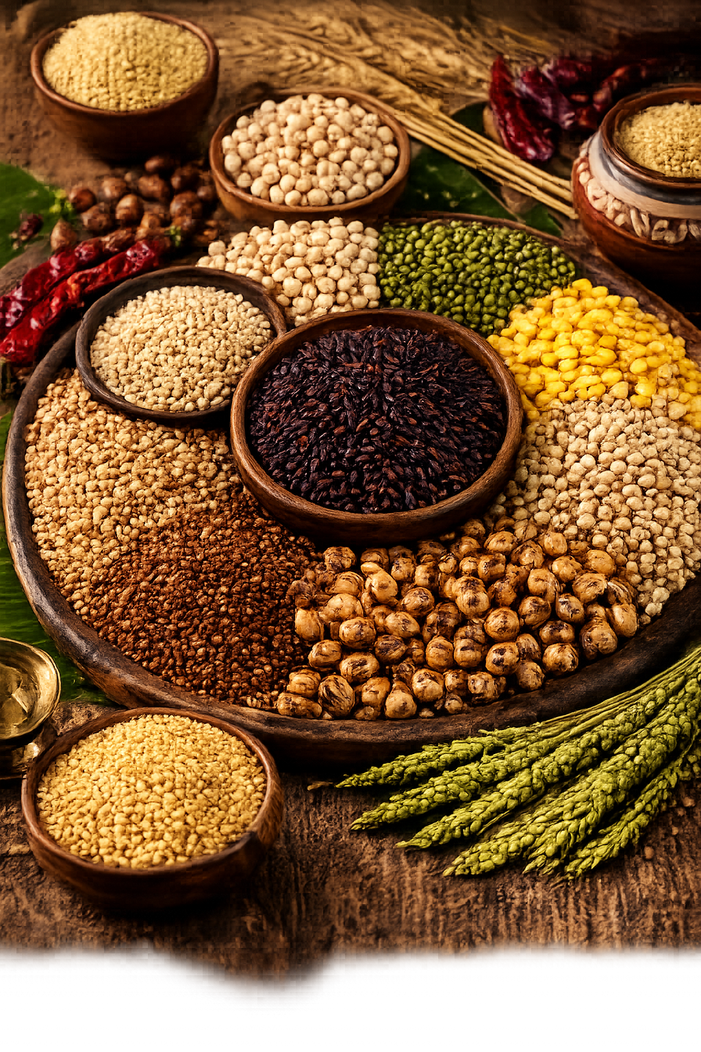 Healthy grains and food ingredients spread beautifully